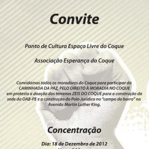 Cartaz do ato na comunidade do Coque.